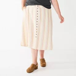 Plus Size Sonoma Goods For LifeĀ® Vented Button-Front Midi Skirt