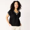 Petite Sonoma Goods For Life® Dolman Sleeve Half Peplum Top 1 Petite Sonoma Goods For Life® Dolman Sleeve Half Peplum Top -StyleUp Sales Store 5571499 Black Embroidery