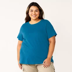 Petite Plus Size Sonoma Goods For Life® Crewneck Tee -StyleUp Sales Store 5572597 Blue Teal