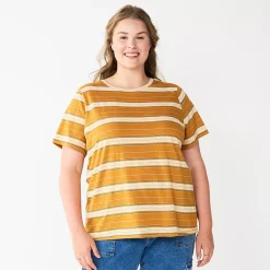 Petite Plus Size Sonoma Goods For Life® Crewneck Tee -StyleUp Sales Store 5572597 Gold Dot Stripe