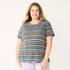 Petite Plus Size Sonoma Goods For Life® Crewneck Tee -StyleUp Sales Store 5572597 Gray Purple Stripe
