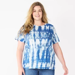 Petite Plus Size Sonoma Goods For Life® Crewneck Tee -StyleUp Sales Store 5572597 Indigo Tie Dye