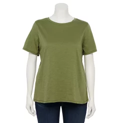 Petite Plus Size Sonoma Goods For Life® Crewneck Tee -StyleUp Sales Store 5572597 Light Olive