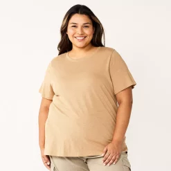 Petite Plus Size Sonoma Goods For Life® Crewneck Tee -StyleUp Sales Store 5572597 Tan