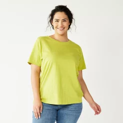 Petite Plus Size Sonoma Goods For Life® Crewneck Tee -StyleUp Sales Store 5572597 Yellow Green