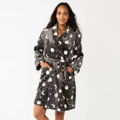 Women's Sonoma Goods For Life® Short Plush Robe -StyleUp Sales Store 5574694 Gray Celestial