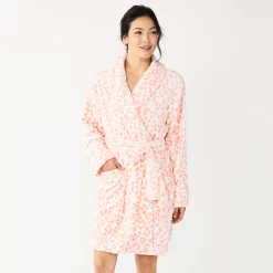 Women's Sonoma Goods For Life® Short Plush Robe -StyleUp Sales Store 5574694 Pink Animal