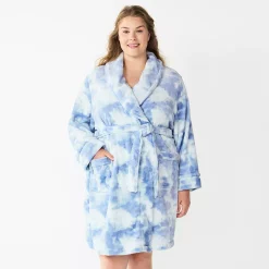Plus Size Sonoma Goods For Life® Short Plush Robe 15 Plus Size Sonoma Goods For Life® Short Plush Robe -StyleUp Sales Store 5574695 Blue Dye Effect