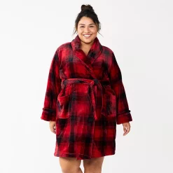 Plus Size Sonoma Goods For Life® Short Plush Robe 17 Plus Size Sonoma Goods For Life® Short Plush Robe -StyleUp Sales Store 5574695 Buffalo Check