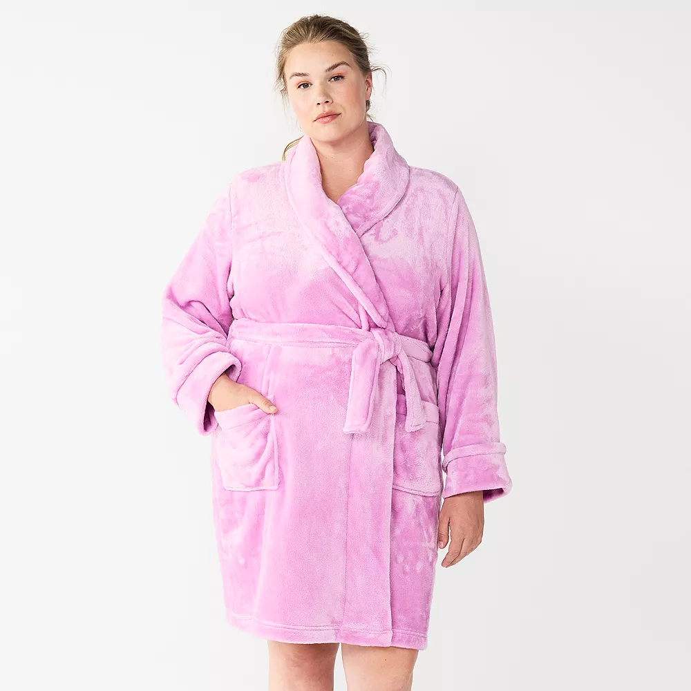 Plus Size Sonoma Goods For Life® Short Plush Robe 4 Plus Size Sonoma Goods For Life® Short Plush Robe - Image 2