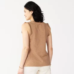 Women's Sonoma Goods For Life® French Terry Flutter-Sleeve Top -StyleUp Sales Store 5576747 ALT