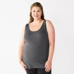 Plus Size Sonoma Goods For Life® Layering Tank -StyleUp Sales Store 5578857 Asphalt