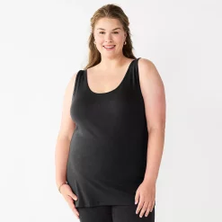 Plus Size Sonoma Goods For Life® Layering Tank -StyleUp Sales Store 5578857 Black