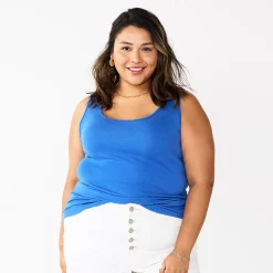 Plus Size Sonoma Goods For Life® Layering Tank -StyleUp Sales Store 5578857 Blue