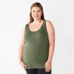 Plus Size Sonoma Goods For Life® Layering Tank -StyleUp Sales Store 5578857 Olive Night