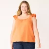 Plus Size Sonoma Goods For Life® Ruffle Tank Top -StyleUp Sales Store 5578985 Apricot