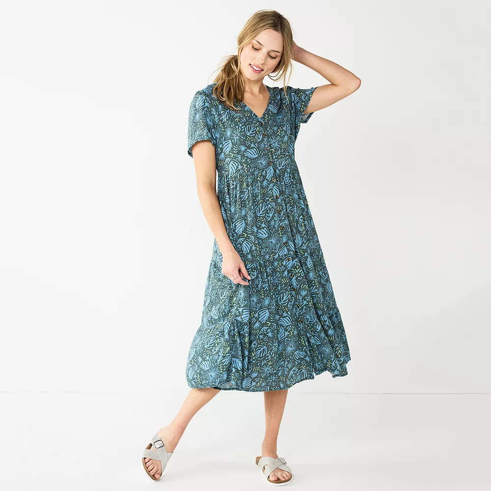 Women's Sonoma Goods For Life® Button Front Tiered Midi Dress 3 Women's Sonoma Goods For Life® Button Front Tiered Midi Dress