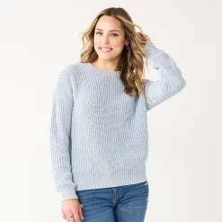 Women's Sonoma Goods For Life® Textured Drop-Shoulder Sweater -StyleUp Sales Store 5579623 Blue Marl