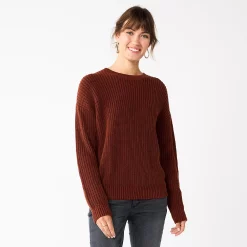 Women's Sonoma Goods For Life® Textured Drop-Shoulder Sweater -StyleUp Sales Store 5579623 Brown