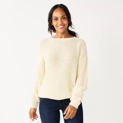 Women's Sonoma Goods For Life® Textured Drop-Shoulder Sweater -StyleUp Sales Store 5579623 Cream