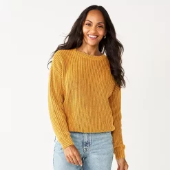 Women's Sonoma Goods For Life® Textured Drop-Shoulder Sweater -StyleUp Sales Store 5579623 Gold