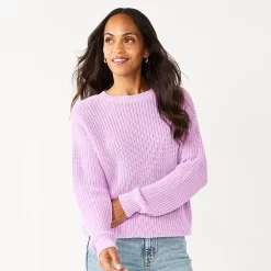 Women's Sonoma Goods For Life® Textured Drop-Shoulder Sweater -StyleUp Sales Store 5579623 Lavender