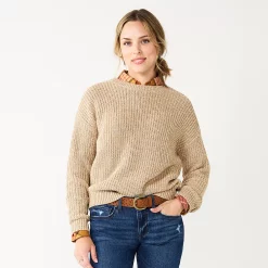 Women's Sonoma Goods For Life® Textured Drop-Shoulder Sweater -StyleUp Sales Store 5579623 Tan Marl