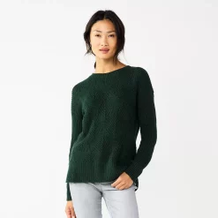Women's Sonoma Goods For Life® Diamond Stitch Pullover Sweater -StyleUp Sales Store 5579763 Evergreen