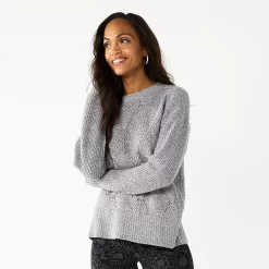 Women's Sonoma Goods For Life® Diamond Stitch Pullover Sweater -StyleUp Sales Store 5579763 Gray