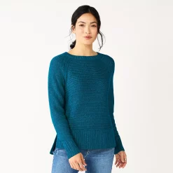Women's Sonoma Goods For Life® Textured Raglan Sweater -StyleUp Sales Store 5579791 Blue