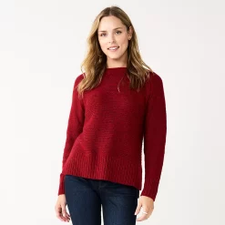 Women's Sonoma Goods For Life® Textured Raglan Sweater -StyleUp Sales Store 5579791 Red