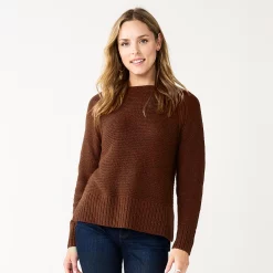 Women's Sonoma Goods For Life® Textured Raglan Sweater -StyleUp Sales Store 5579791 Wine