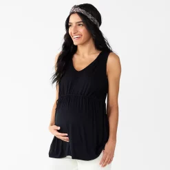 Maternity Sonoma Goods For Life® Knot Side Babydoll Top -StyleUp Sales Store 5580939 Black