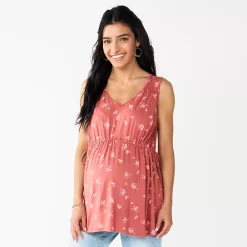 Maternity Sonoma Goods For Life® Knot Side Babydoll Top -StyleUp Sales Store 5580939 Mauve Floral