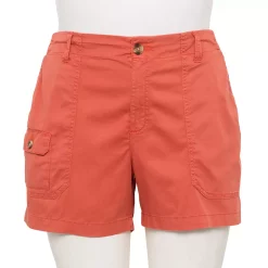 Plus Size Sonoma Goods For Life® High-Waisted Comfort Utility Shorts -StyleUp Sales Store 5581111 Coral
