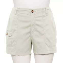Plus Size Sonoma Goods For Life® High-Waisted Comfort Utility Shorts -StyleUp Sales Store 5581111 Light Gray