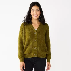 Women's Sonoma Goods For Life® Cropped Cardigan -StyleUp Sales Store 5581344 Olive