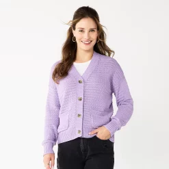 Women's Sonoma Goods For Life® Cropped Cardigan -StyleUp Sales Store 5581344 Violet