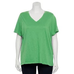 Petite Plus Size Sonoma Goods For Life® Everyday V-Neck Tee -StyleUp Sales Store 5581510 Aloe Vera