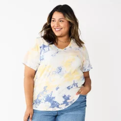 Petite Plus Size Sonoma Goods For Life® Everyday V-Neck Tee -StyleUp Sales Store 5581510 Blue Wrinkle Dye