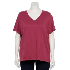 Petite Plus Size Sonoma Goods For Life® Everyday V-Neck Tee -StyleUp Sales Store 5581510 Clematis Mauve