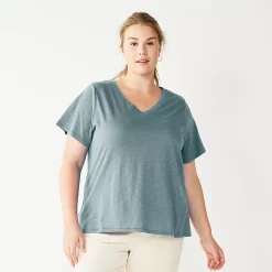 Petite Plus Size Sonoma Goods For Life® Everyday V-Neck Tee -StyleUp Sales Store 5581510 Desoto Blue