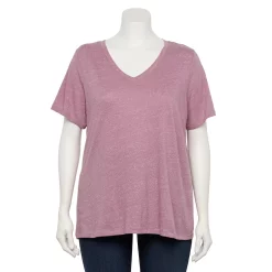 Petite Plus Size Sonoma Goods For Life® Everyday V-Neck Tee -StyleUp Sales Store 5581510 Dusty Purple