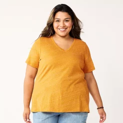 Petite Plus Size Sonoma Goods For Life® Everyday V-Neck Tee -StyleUp Sales Store 5581510 Gold