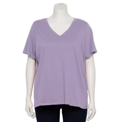Petite Plus Size Sonoma Goods For Life® Everyday V-Neck Tee -StyleUp Sales Store 5581510 Leland Purple