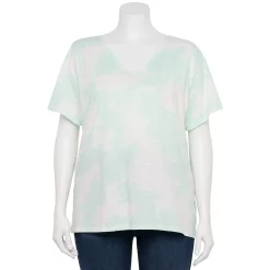 Petite Plus Size Sonoma Goods For Life® Everyday V-Neck Tee -StyleUp Sales Store 5581510 Light Blue Tie Dye