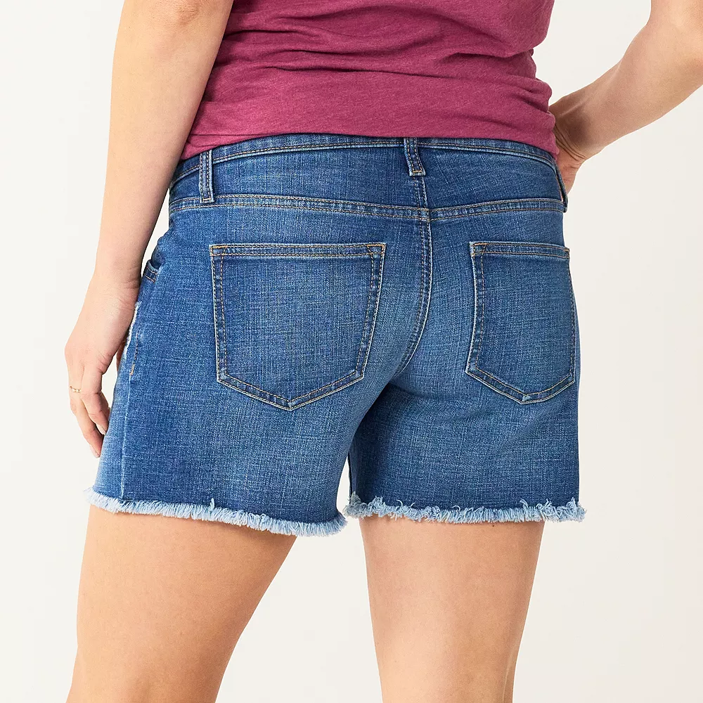 Maternity Sonoma Goods For Life® Inset Over-The-Belly Frayed Jean Shorts 6 Maternity Sonoma Goods For Life® Inset Over-The-Belly Frayed Jean Shorts - Image 4