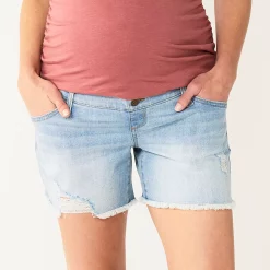 Maternity Sonoma Goods For Life® Inset Over-The-Belly Frayed Jean Shorts 8 Maternity Sonoma Goods For Life® Inset Over-The-Belly Frayed Jean Shorts -StyleUp Sales Store 5583214 Medium Wash Destructio