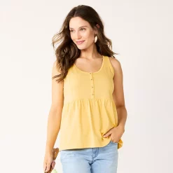 Women's Sonoma Goods For Life® Button Utility Tank -StyleUp Sales Store 5583719 Light Yellow