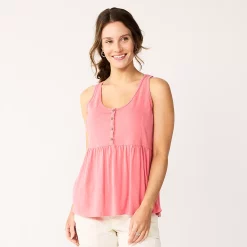 Women's Sonoma Goods For Life® Button Utility Tank -StyleUp Sales Store 5583719 Melon Pink